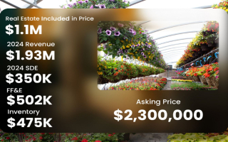 Well-Established Wholesale Plant Nursery with 11 acres Real Estate of 1.1M Included in the Asking Price Well-Established Wholesale Plant Nursery with 11 acres Real Estate of 1.1M Included in the Asking Price
